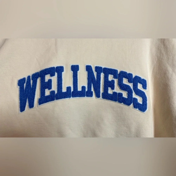 NWOT Sporty & Rich Wellness Letterman Boucle Cream Crewneck Sweatshirt Small - Picture 7 of 9